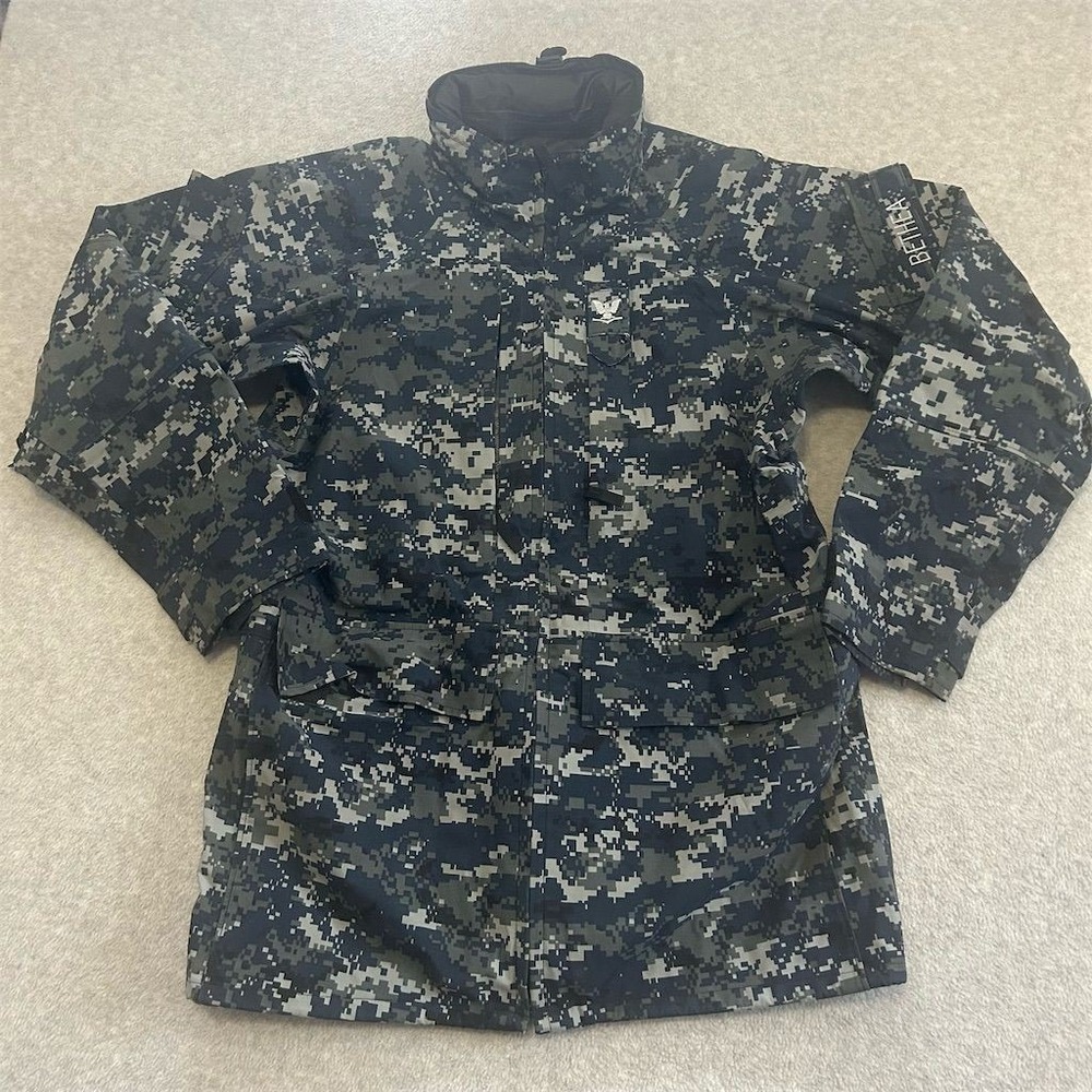 US Navy Working Parka GoreTex Jacket Small Long Digital Blue Camo Military